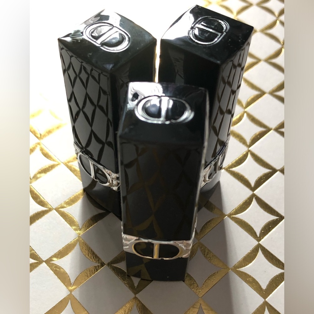 Dior 3 Pack Lipsticks within Iconic Black Quilted Cases and Silver Accents